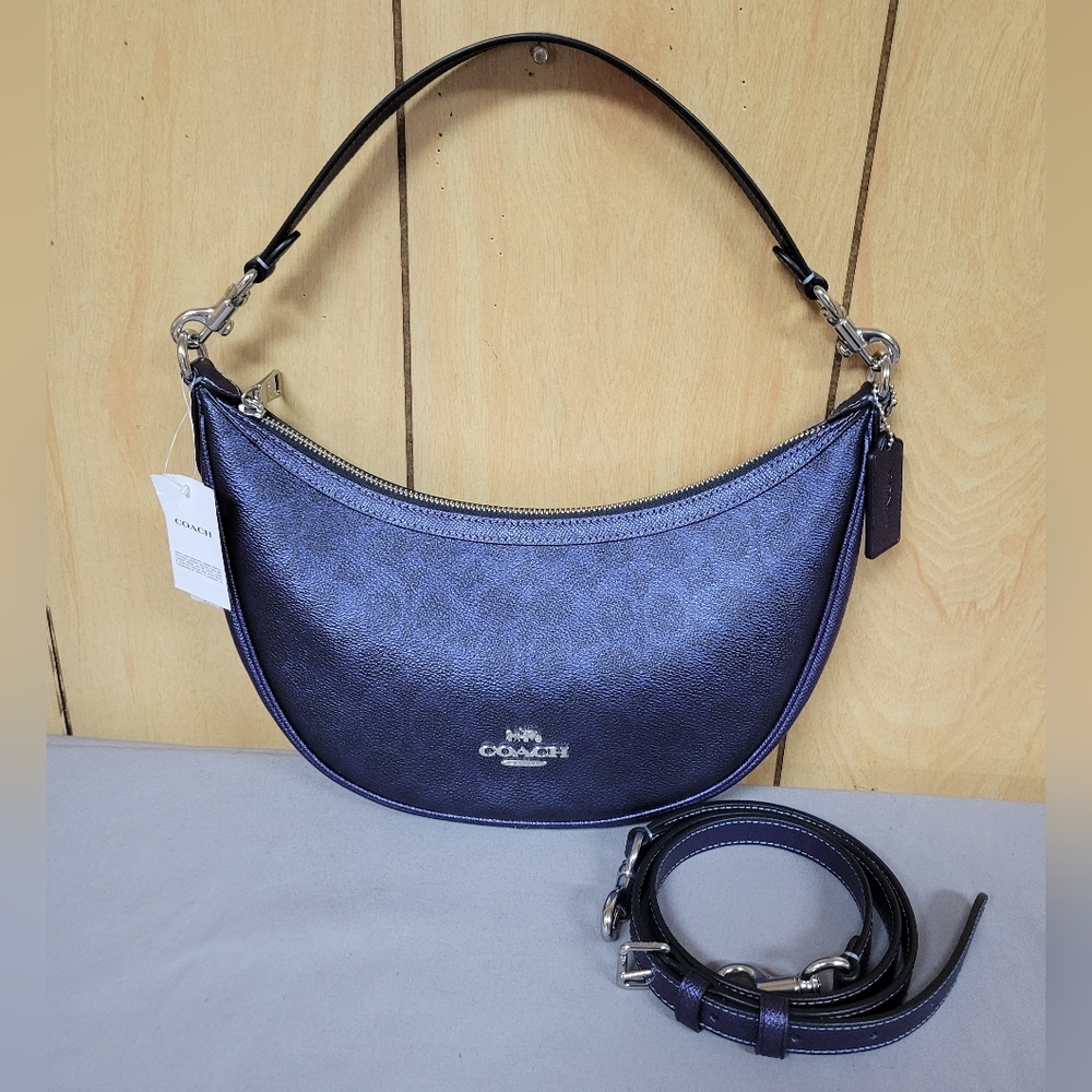 Coach Metallic Signature Aria Shoulder Bag